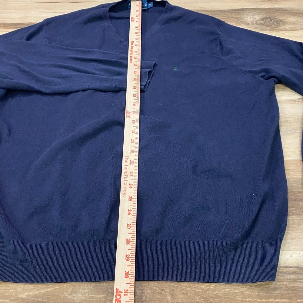Polo Ralph Lauren V-Neck Sweater 3XLT Big & Tall Pima Cotton Navy Blue